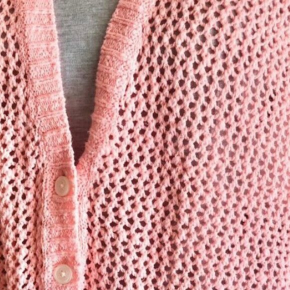 Peach Crochet Knit Cardigan Sweater - Picture 5 of 10
